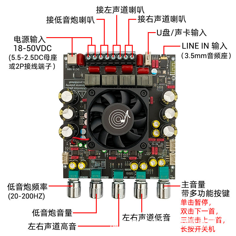 ZK-AS21P Compact Bluetooth Amp 600W - high power audio amplifier